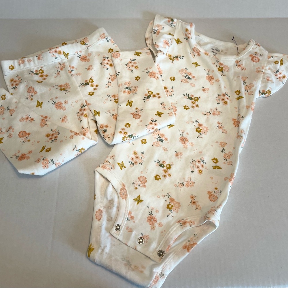 Carter's White and Pink Floral Bodysuit